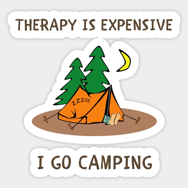 Therapy is expensive i go camping Sticker by IOANNISSKEVAS